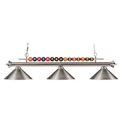 Z-Lite Shark 3 Light Billiard, Steel Frame, Brushed Nickel Shade Color