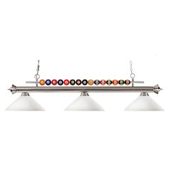 Z-Lite Shark 3 Light Billiard, Steel Frame, Matte Opal Shade Color