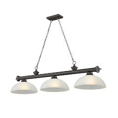 Z-Lite Cordon 3 Light Billiard, Steel Frame, White Linen Shade Color