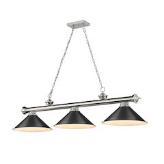 Z-Lite Cordon 3 Light Billiard, Steel Frame, Matte Black Shade Color