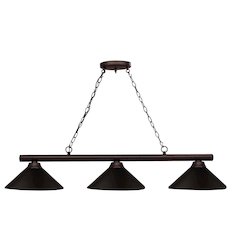 Z-Lite Shooter 3 Light Billiard, Steel Frame, Bronze Shade Color