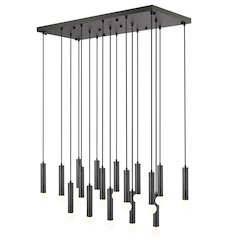 Z-Lite Stari 17 Light Linear Chandelier in Matte Black color, Steel frame