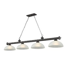 Z-Lite Cordon 4 Light Billiard, Steel Frame, White Linen Shade Color