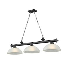Z-Lite Cordon 3 Light Billiard, Steel Frame, White Linen Shade Color