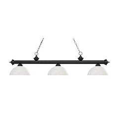 Z-Lite Riviera 3 Light Billiard, Steel Frame, White Linen Shade Color