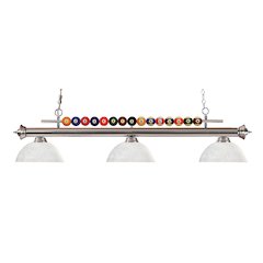 Z-Lite Shark 3 Light Billiard, Steel Frame, White Linen Shade Color