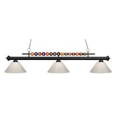 Z-Lite Shark 3 Light Billiard, Steel Frame, White Shade Color