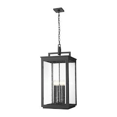 Z-Lite Hartwell 6 Light Outdoor Chain Mount Ceiling Fixture in Sand Black color