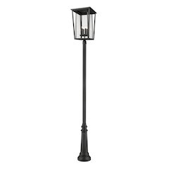 Z-Lite Seoul 4 Light Outdoor Post Mounted Fixture, Black