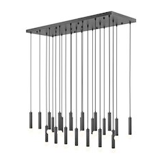 Z-Lite Stari 23 Light Linear Chandelier in Matte Black color, Steel frame