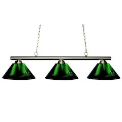 Z-Lite Sharp Shooter 3 Light Billiard, Steel Frame, Green  Shade Color