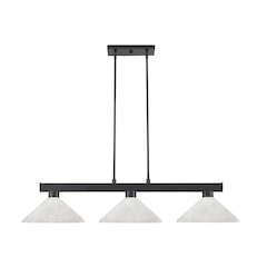 Z-Lite Cobalt 3 Light Billiard, Steel Frame, White Linen Shade Color