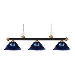 Z-Lite Riviera 3 Light Billiard, Steel Frame, Dark Blue Shade Color