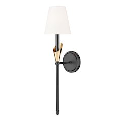 Z-Lite Claudelle 1 Light Wall Sconce in Matte Black + Modern Gold color