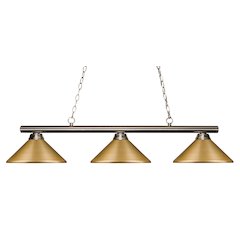 Z-Lite Sharp Shooter 3 Light Billiard, Steel Frame, Satin Gold Shade Color