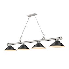 Z-Lite Cordon 4 Light Billiard, Steel Frame, Matte Black Shade Color