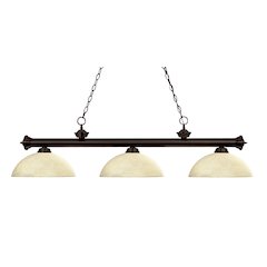 Z-Lite Riviera 3 Light Billiard, Steel Frame, Golden Mottle Shade Color