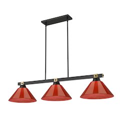 Z-Lite Bronte 3 Light Billiard, Steel Frame, Red Shade Color