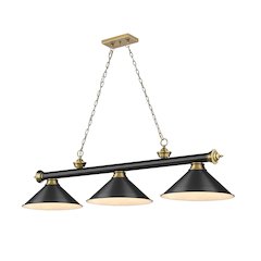 Z-Lite Cordon 3 Light Billiard, Steel Frame, Matte Black Shade Color