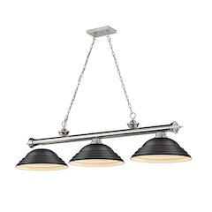 Z-Lite Cordon 3 Light Billiard, Steel Frame, Matte Black Shade Color