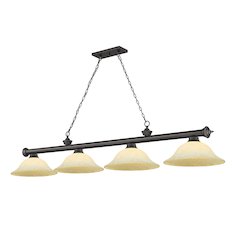 Z-Lite Cordon 4 Light Billiard, Steel Frame, Golden Mottle Shade Color