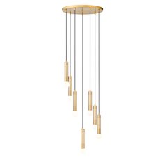 Z-Lite Stari 7 Light Chandelier in Modern Gold color, Steel frame