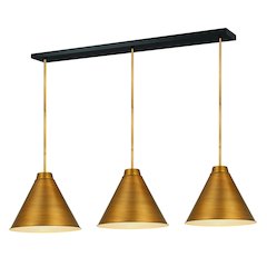 Z-Lite 3 Light Pendant, Rubbed Brass Frame Finish