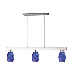 Z-Lite Players 3 Light Billiard, Steel Frame, Blue  Shade Color
