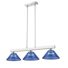 Z-Lite Cobalt 3 Light Billiard, Steel Frame, Dark Blue Shade Color
