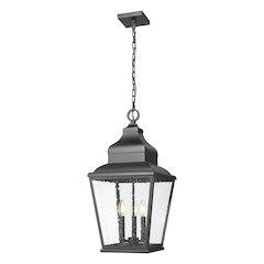 Z-Lite 3 Light Outdoor Chain Mount Ceiling Fixture, Sand Black