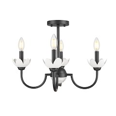 Z-Lite Allistair 4 Light Semi Flush Mount in Matte Black color, Steel frame