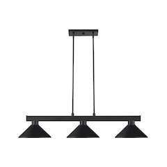 Z-Lite Cobalt 3 Light Billiard, Steel Frame, Matte Black Shade Color