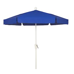 7.5' Hex Garden Umbrella 6 Rib Crank Lift In Pacific Blue Vinyl Coated Weave