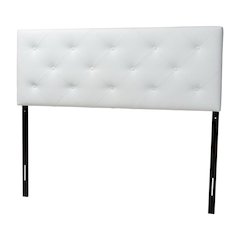 White Faux Leather King Headboard, PU Foam Padding, Wooden Frame