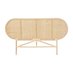Brown Genuine Rattan Queen Size Headboard, Bohemian Style, Standalone Design