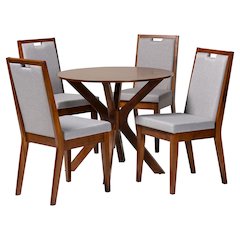Eira Modern Grey and Walnut Brown Wood 5-Piece Dining Set