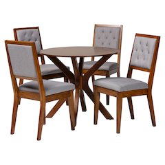 Mana Modern Grey and Walnut Brown Wood 5-Piece Dining Set