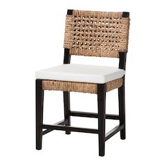 Bohemian Dark Brown Mahogany Wood and Seagrass Dining Chair