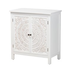 Yelena Classic and Traditional White Finished Wood 2-Door Storage Cabinet