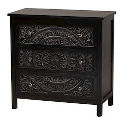 Yelena Classic and Traditional Black Finished Wood 3-Drawer Storage Cabinet