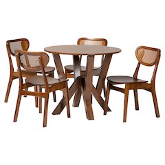 Crystal 5-Piece Dining Set - Mid-Century Modern Round Table and Chair Set
