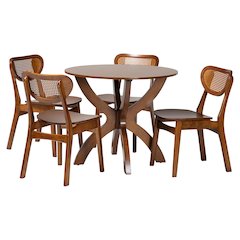 Kenna 5-Piece Dining Set - Mid-Century Modern Round Table and Chair Set