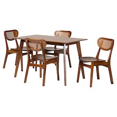 Kristy 5-Piece Dining Set - Mid-Century Modern Rectangle Table and Chair Set