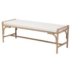 Nasim Modern Bohemian Natural Seagrass and Metal Accent Bench