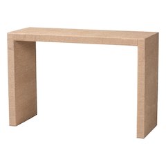 Colandra Modern Bohemian Natural Brown Jute and Wood Console Table