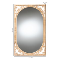 Isley Modern Bohemian Natural Brown Rattan Accent Wall Mirror