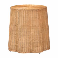 Palm Bohemian Honey Scallop Rattan Console Table