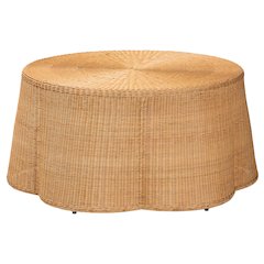 Palm Bohemian Honey Scallop Rattan Coffee Table