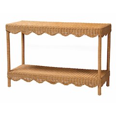 Oteria Bohemian Light Honey Scalloped Rattan Console Table
