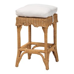 Muy Bohemian Scallop Honey Rattan Counter Stool